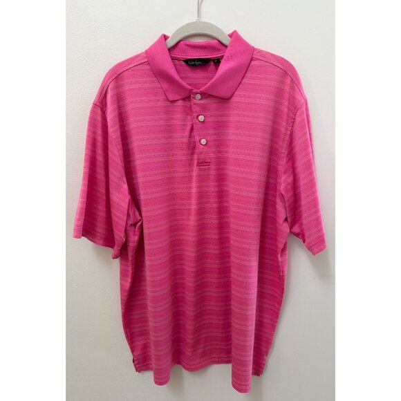 Walter Hagen Essentials XL Pink Striped Polo Shirt Short Sleeve Lightweight Mens - Picture 1 of 4